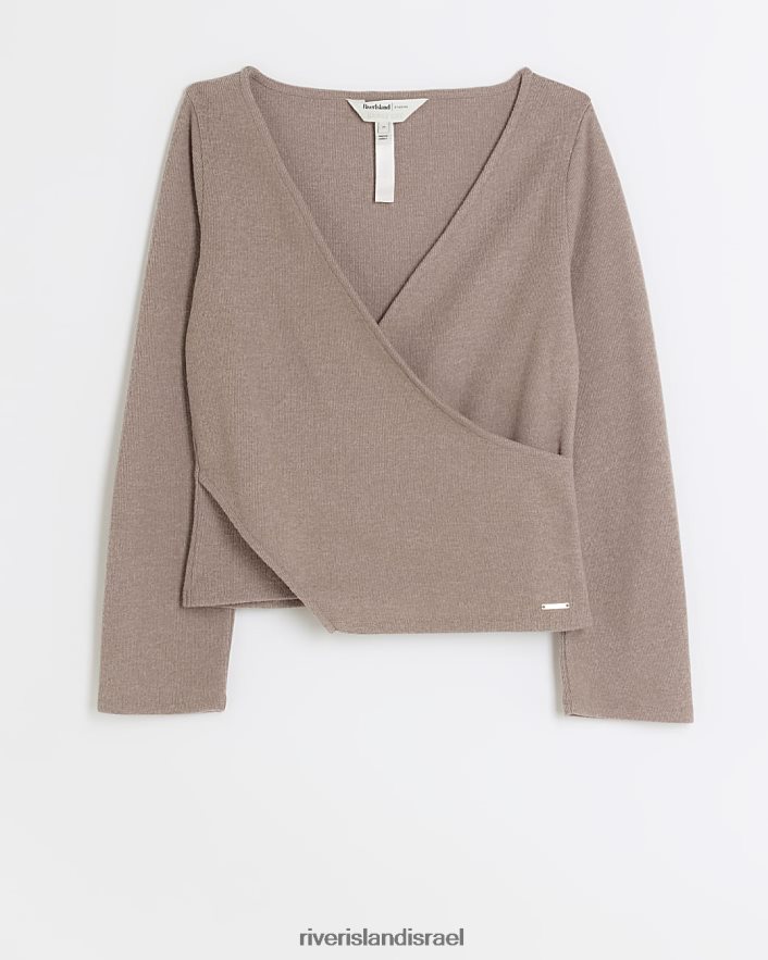 לבוש River Island חלק עליון צלעות מוברשת אֶבֶן נשים BDZ4084078