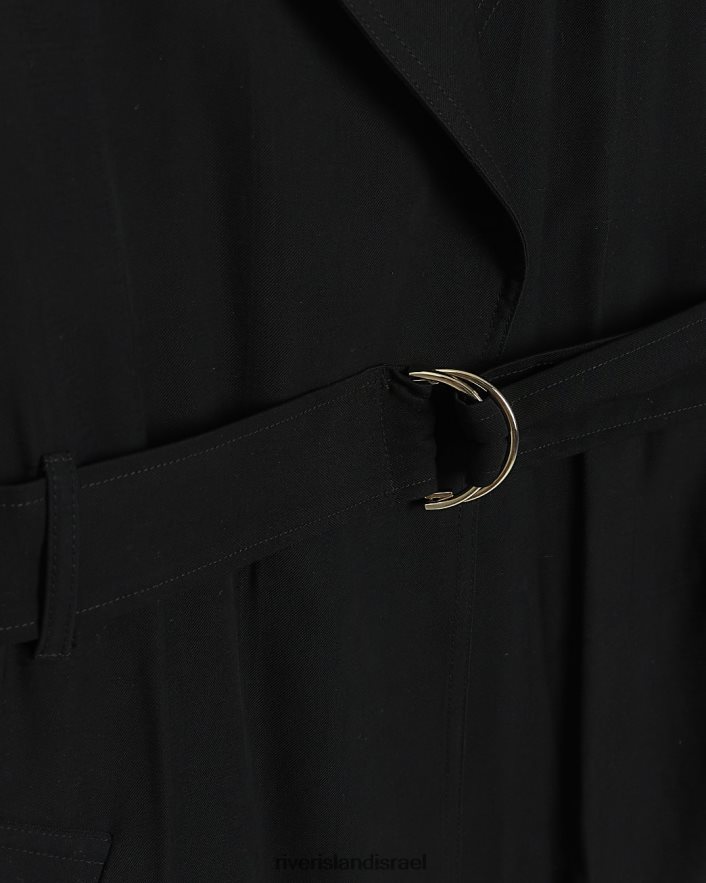 לבוש River Island מעיל טרנץ' חגורה שָׁחוֹר נשים BDZ4084081