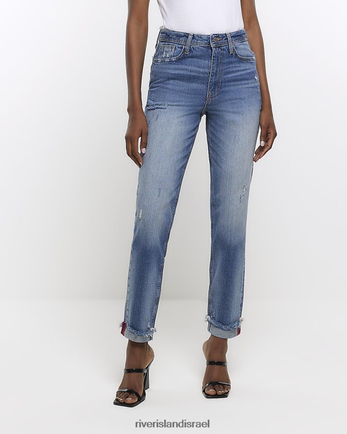 לבוש River Island ג'ינס אמא מחטב בגזרה גבוהה כְּחוֹל נשים BDZ4084084