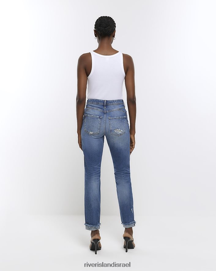 לבוש River Island ג'ינס אמא מחטב בגזרה גבוהה כְּחוֹל נשים BDZ4084084