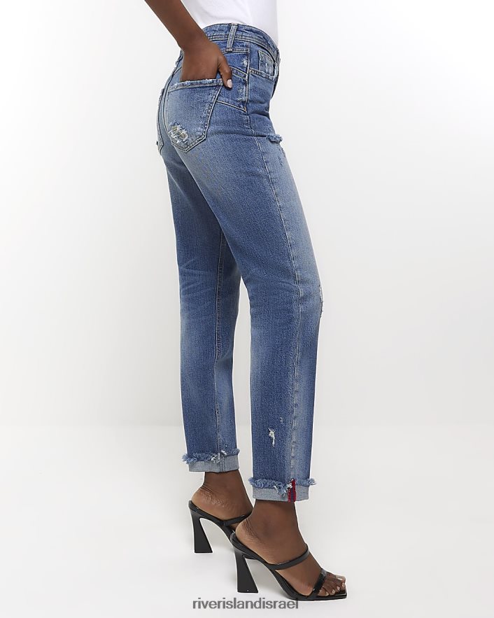 לבוש River Island ג'ינס אמא מחטב בגזרה גבוהה כְּחוֹל נשים BDZ4084084