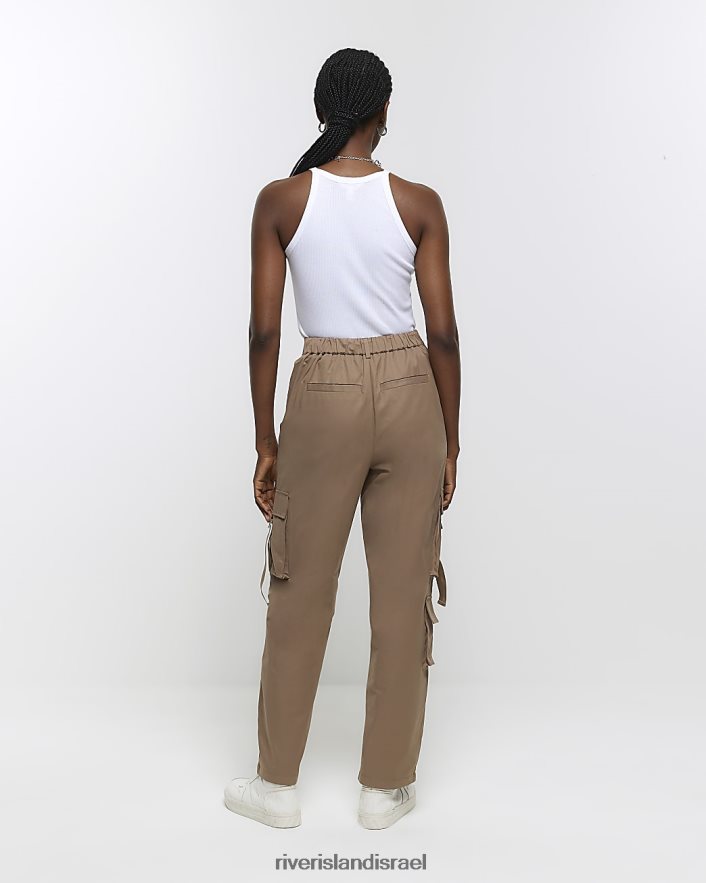 לבוש River Island מכנסי קרגו ישרים בז' נשים BDZ4084085
