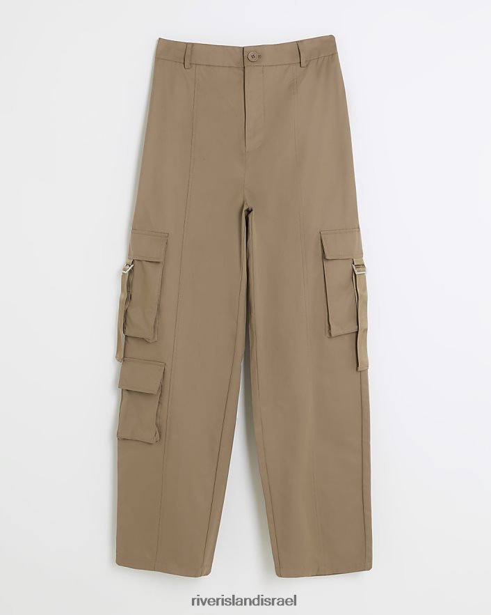 לבוש River Island מכנסי קרגו ישרים בז' נשים BDZ4084085
