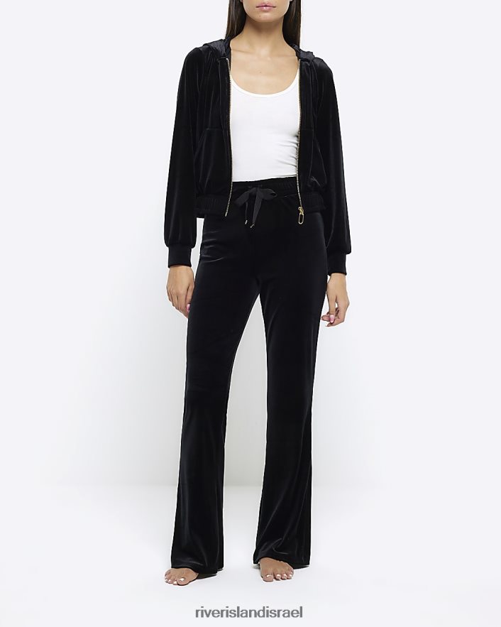 לבוש River Island קפוצ'ון קטיפה שָׁחוֹר נשים BDZ4084086