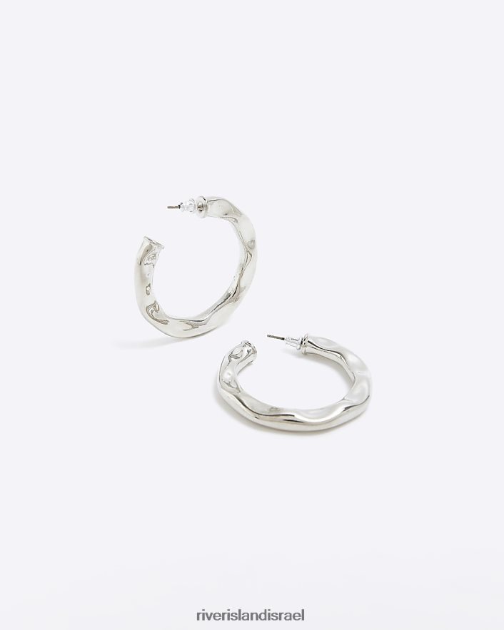 אביזרים River Island עגילי חישוק במרקם כסף נשים BDZ4084098