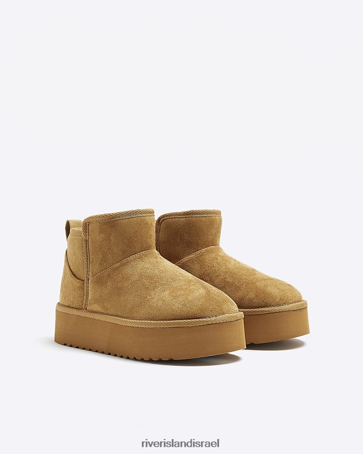 הַנעָלָה River Island מגפי פלטפורמה בטנה מפרווה מלאכותית חום נשים BDZ408409