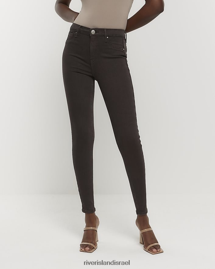 לבוש River Island מולי ג'ינס סקיני מחטב באמצע העלייה חום נשים BDZ4084100