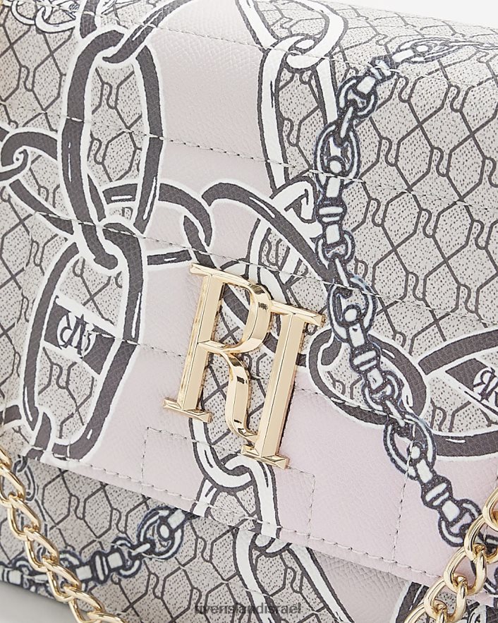 אביזרים River Island תיק כתף מונוגרמה שרשרת בז' נשים BDZ4084102