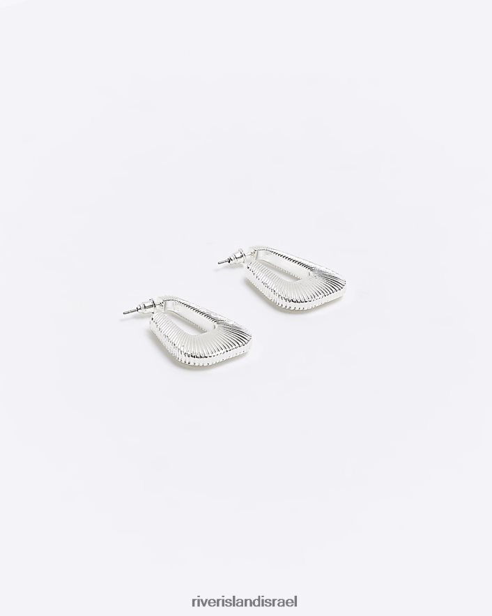אביזרים River Island עגילי חישוק במרקם כסף נשים BDZ4084103