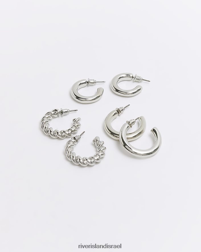 אביזרים River Island עגילי חישוק רב-חבילה כסף נשים BDZ4084104