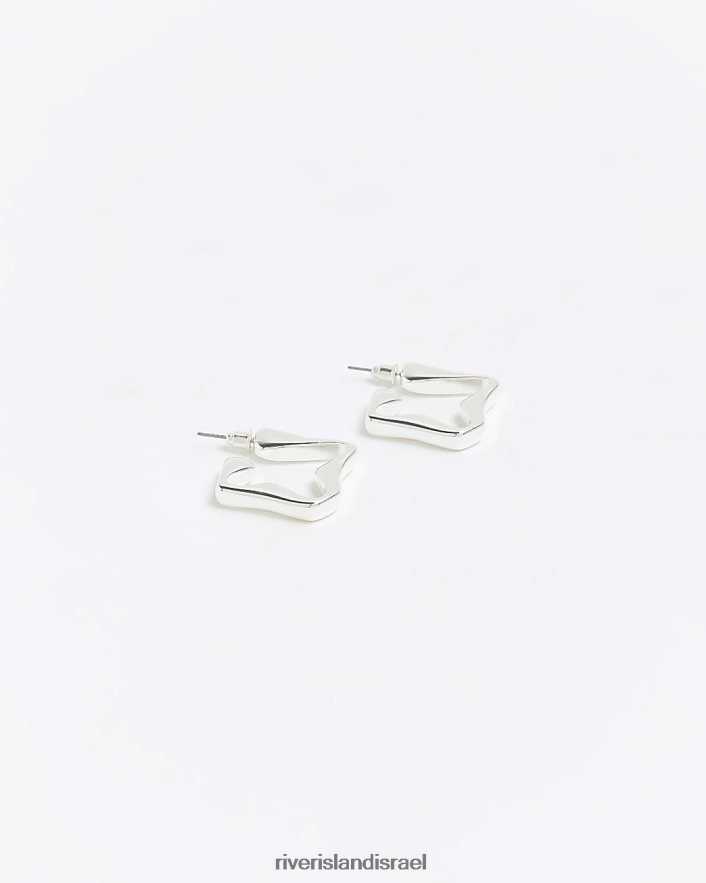 אביזרים River Island עגילי חישוק לא סדירים כסף נשים BDZ4084107
