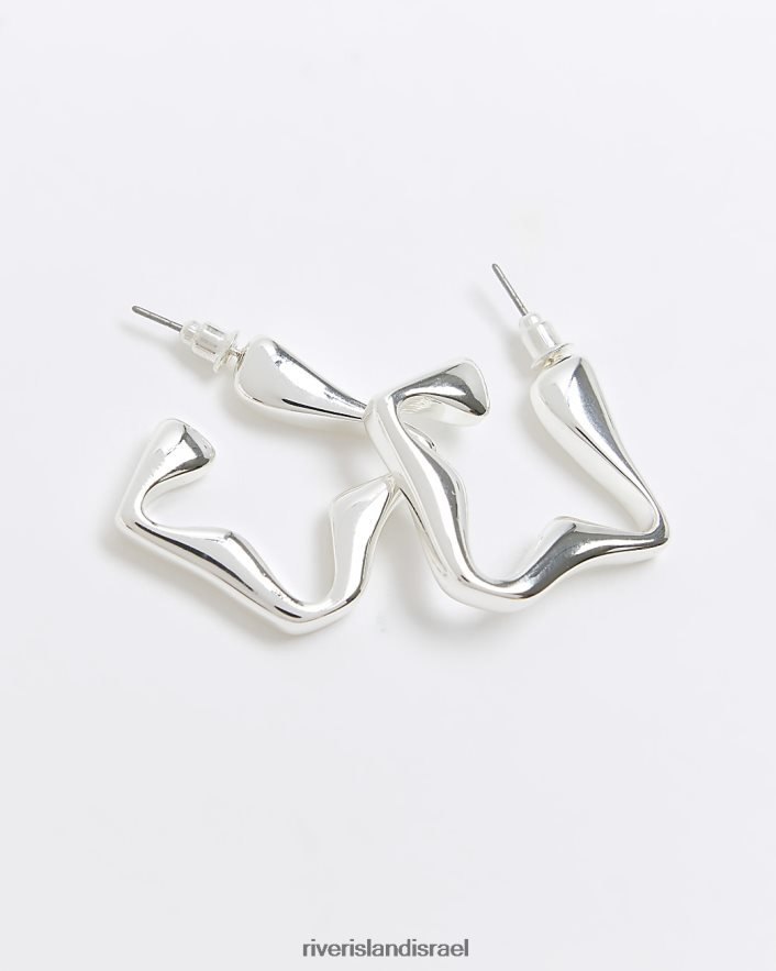 אביזרים River Island עגילי חישוק לא סדירים כסף נשים BDZ4084107