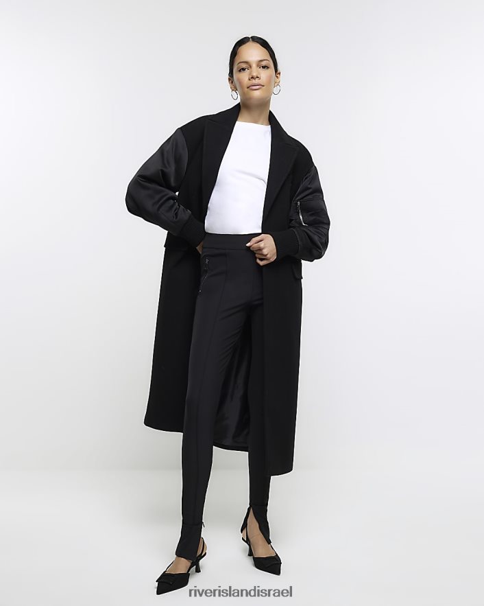 לבוש River Island מעיל היברידי חגורה שָׁחוֹר נשים BDZ4084131