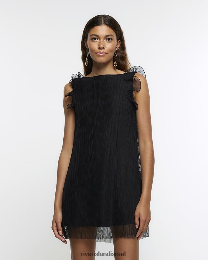 לבוש River Island שמלת מיני מלמלה פליסה שָׁחוֹר נשים BDZ4084135