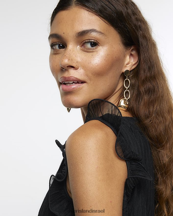 לבוש River Island שמלת מיני מלמלה פליסה שָׁחוֹר נשים BDZ4084135