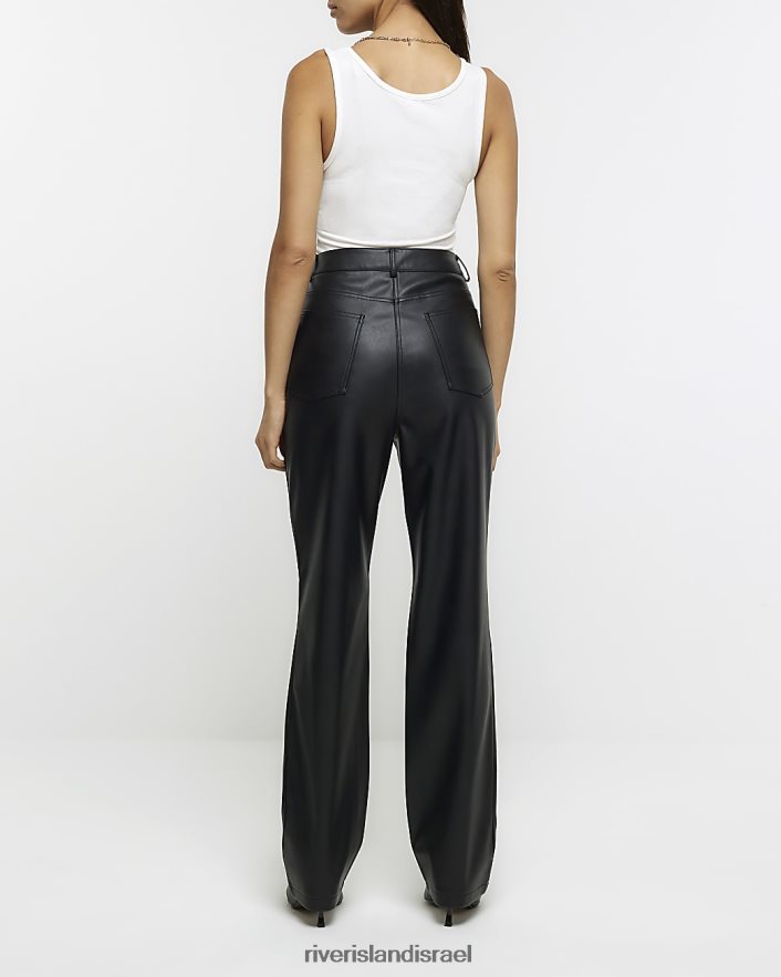 לבוש River Island מכנס עור מלאכותי שָׁחוֹר נשים BDZ4084138