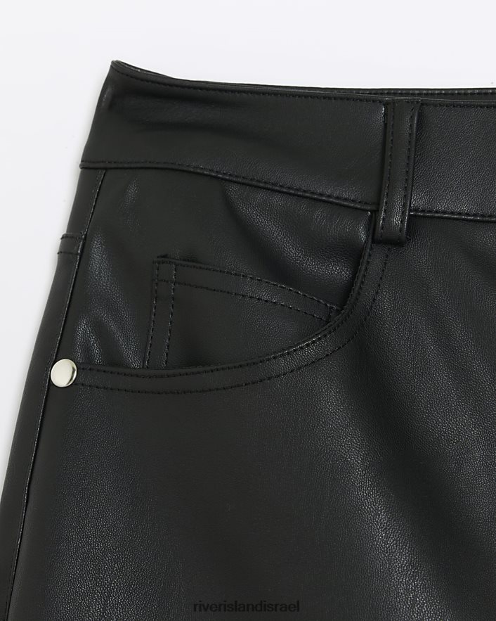 לבוש River Island מכנס עור מלאכותי שָׁחוֹר נשים BDZ4084138