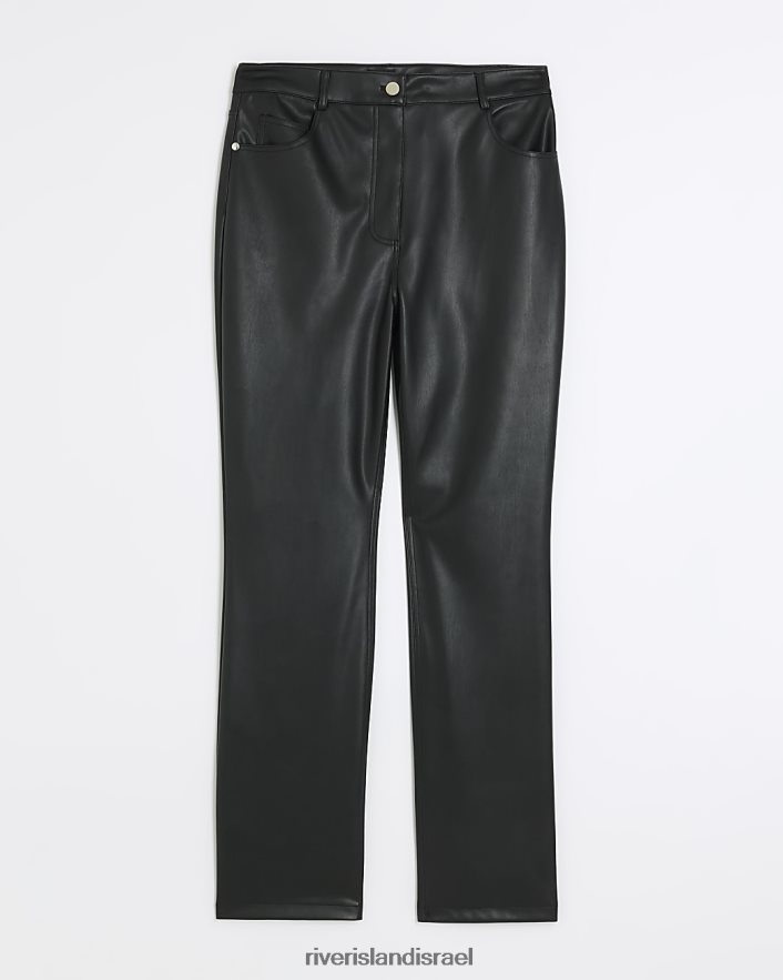 לבוש River Island מכנס עור מלאכותי שָׁחוֹר נשים BDZ4084138