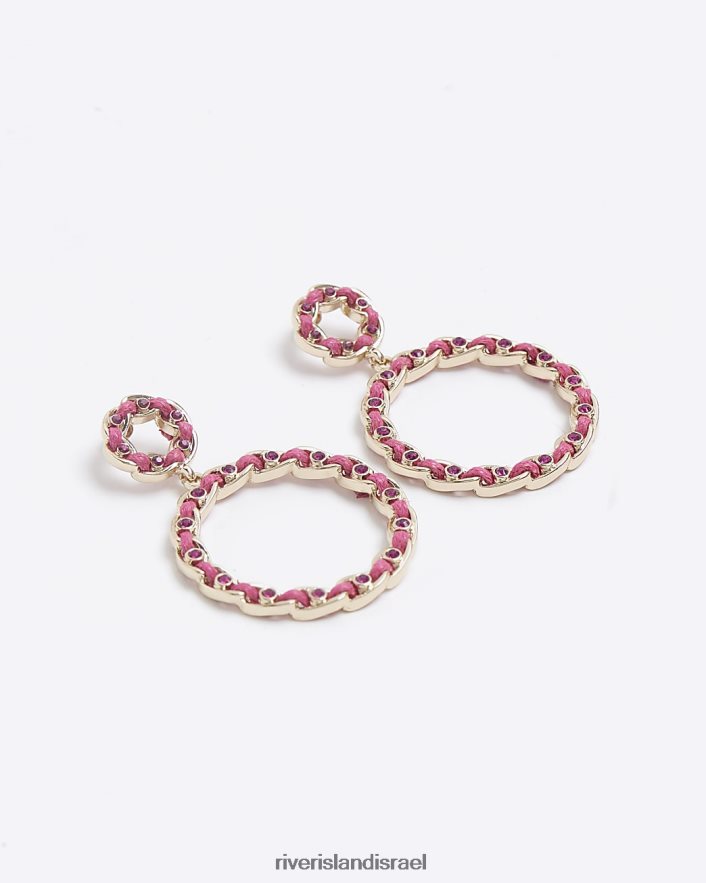 אביזרים River Island חוט עגילים פתוחים ורוד זהב נשים BDZ4084147