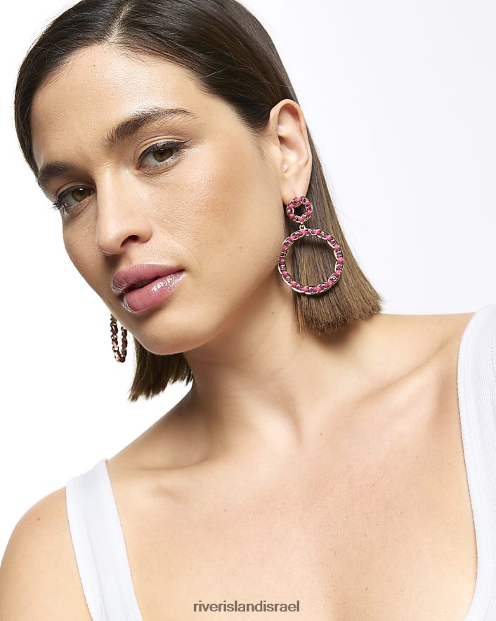 אביזרים River Island חוט עגילים פתוחים ורוד זהב נשים BDZ4084147