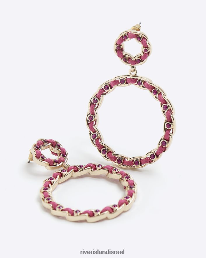 אביזרים River Island חוט עגילים פתוחים ורוד זהב נשים BDZ4084147