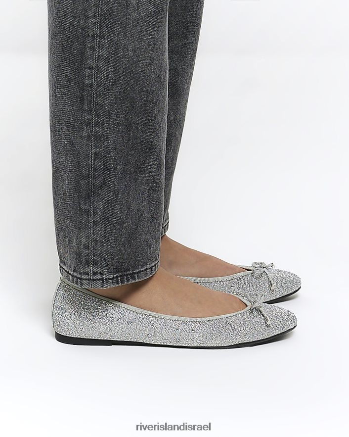 הַנעָלָה River Island נעלי בלט יהלומים כסף נשים BDZ4084151