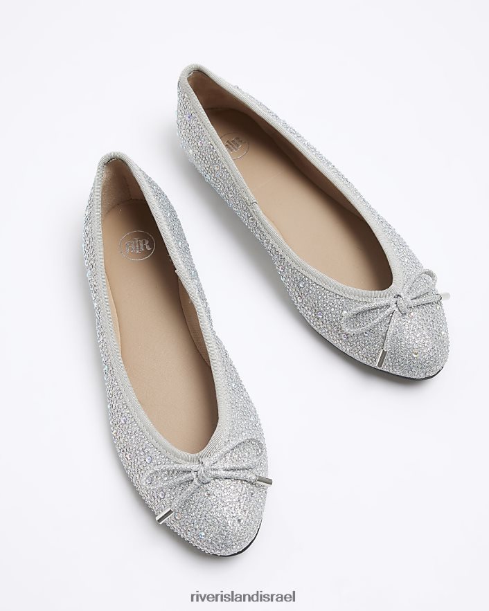 הַנעָלָה River Island נעלי בלט יהלומים כסף נשים BDZ4084151