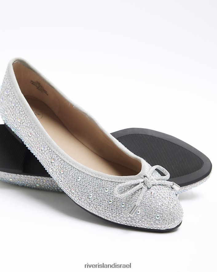 הַנעָלָה River Island נעלי בלט יהלומים כסף נשים BDZ4084151