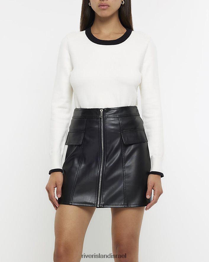 לבוש River Island חצאית מיני עם רוכסן שָׁחוֹר נשים BDZ4084153