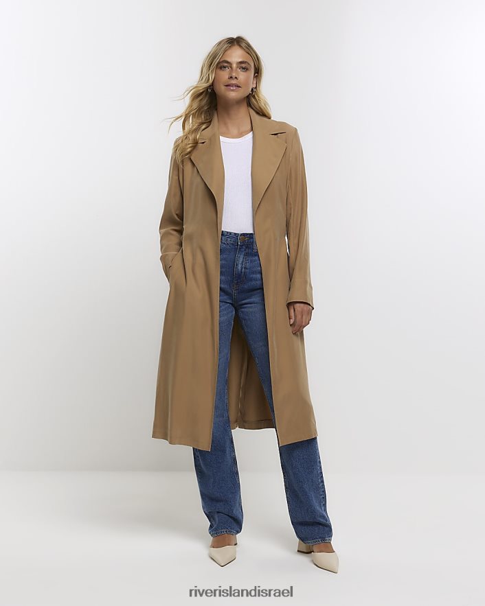 לבוש River Island מעיל טרנץ' חגורה בז' נשים BDZ4084154