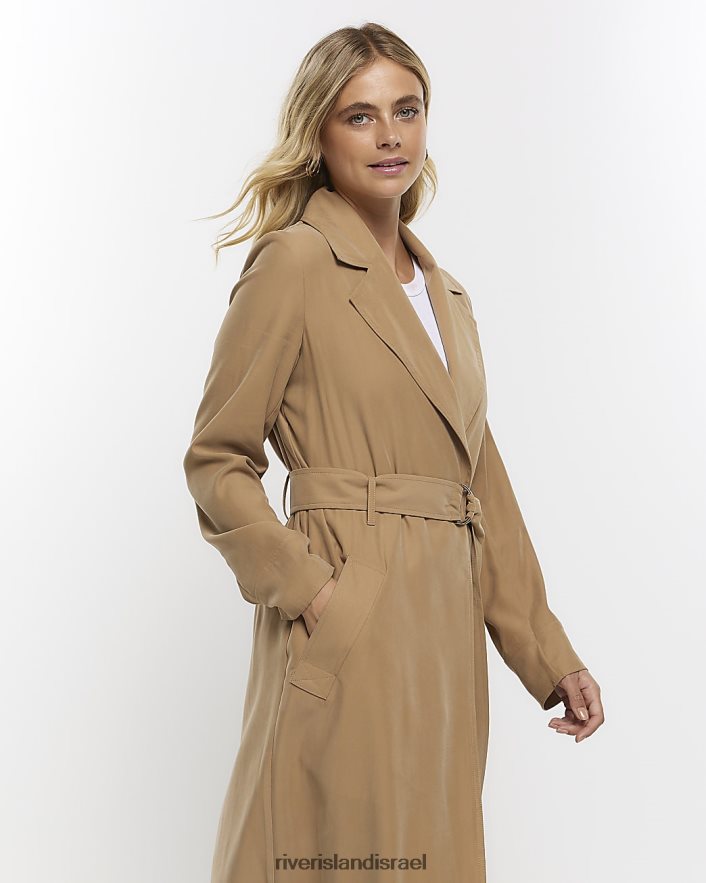 לבוש River Island מעיל טרנץ' חגורה בז' נשים BDZ4084154