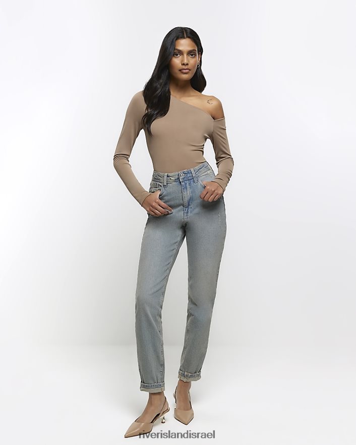 לבוש River Island ג'ינס קרוע של אמא בגזרה גבוהה כְּחוֹל נשים BDZ4084157