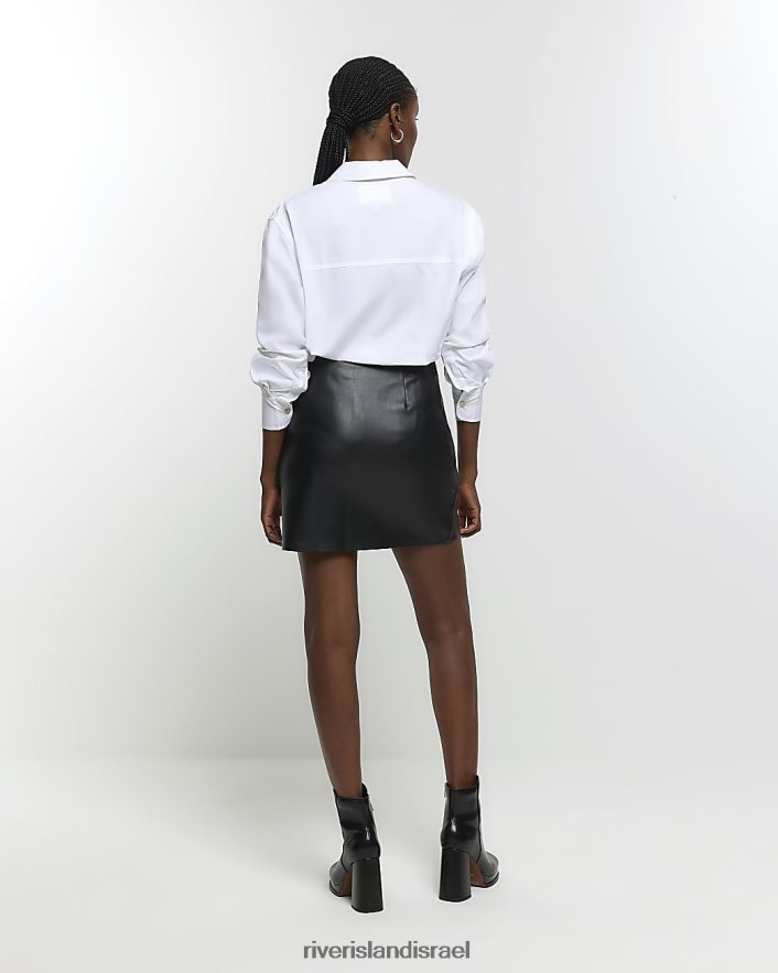 לבוש River Island חצאית מיני קשת מעור מלאכותי שָׁחוֹר נשים BDZ4084159