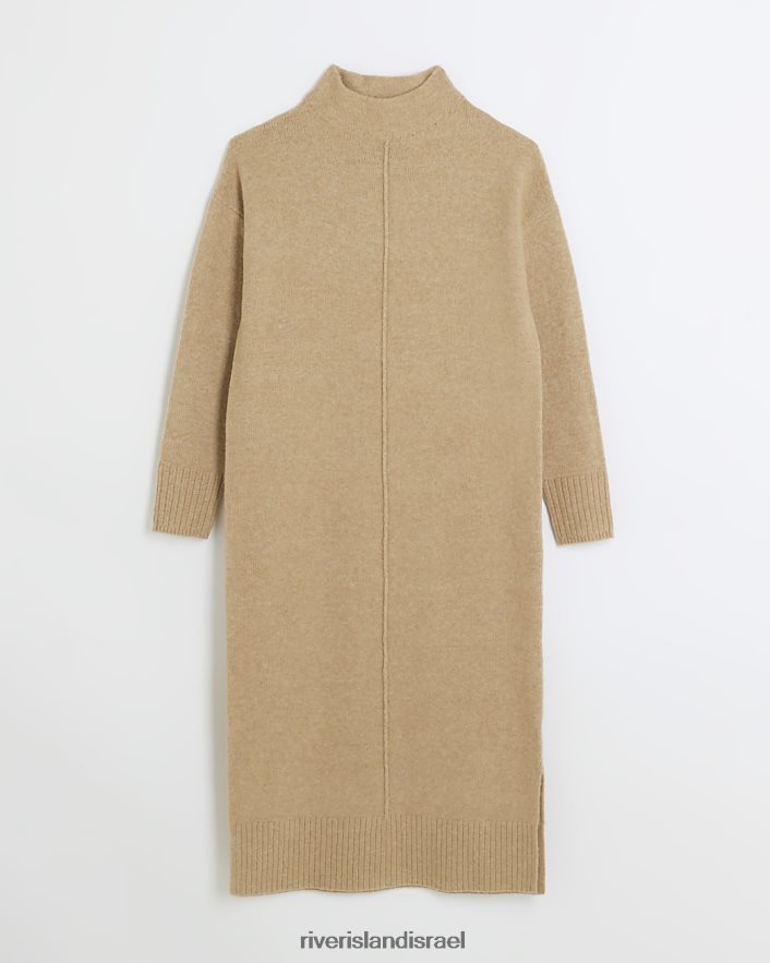 לבוש River Island שמלת מידי מגשר סרוג חום נשים BDZ4084161