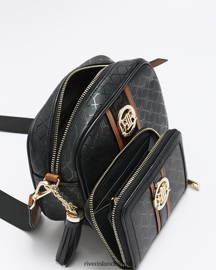 אביזרים River Island תיק וארנק מונוגרמי מונוגרמי שָׁחוֹר נשים BDZ4084162