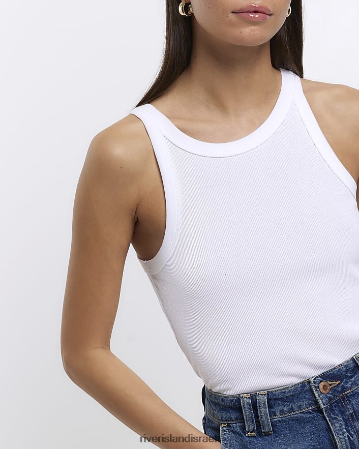 לבוש River Island רב חבילה עליונה של אפוד רייסר ריב לבן נשים BDZ4084163