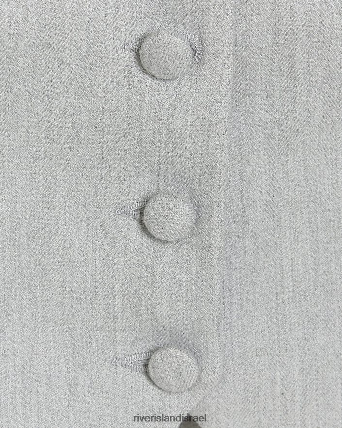 לבוש River Island חזייה קדמית בכפתור אפור נשים BDZ4084168