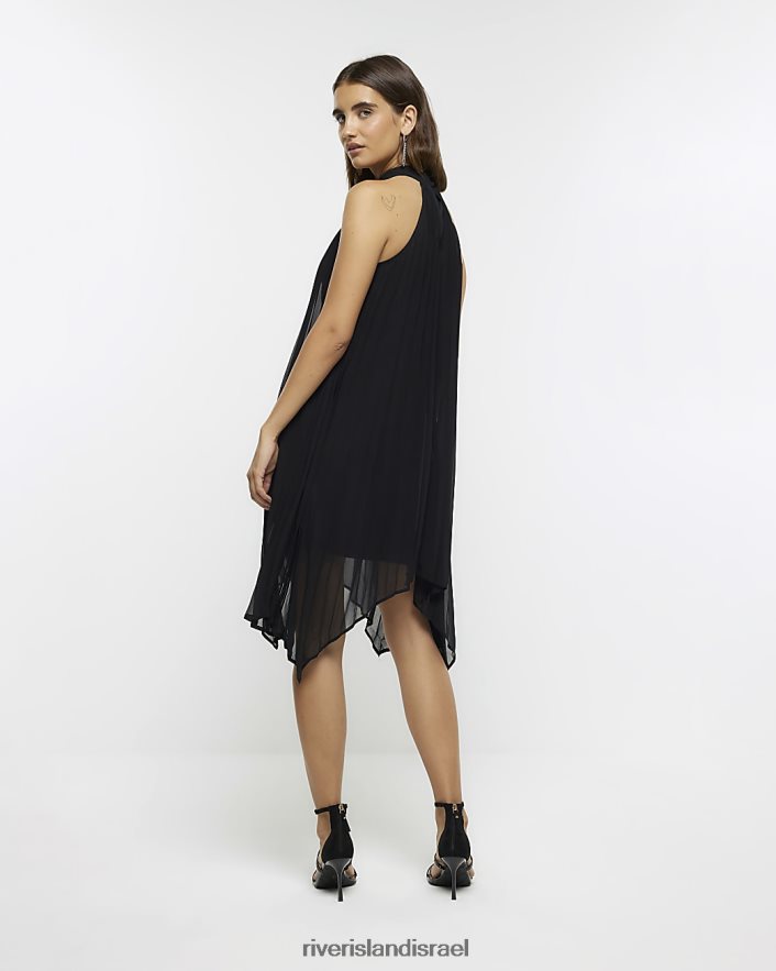 לבוש River Island שמלת מיני קולר קפלים שָׁחוֹר נשים BDZ4084175