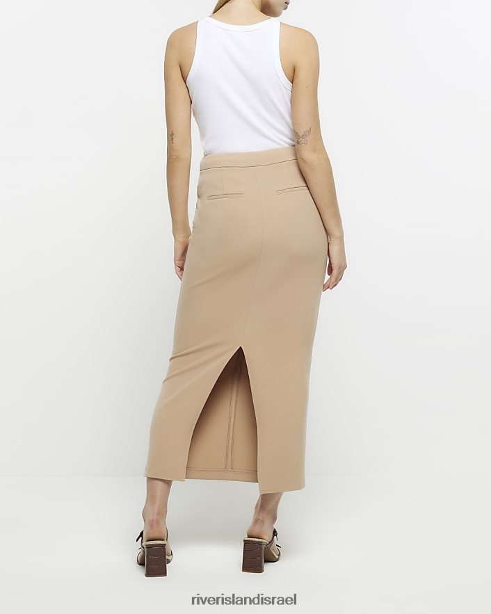 לבוש River Island חצאית מקסי מחויטת בז' נשים BDZ4084177