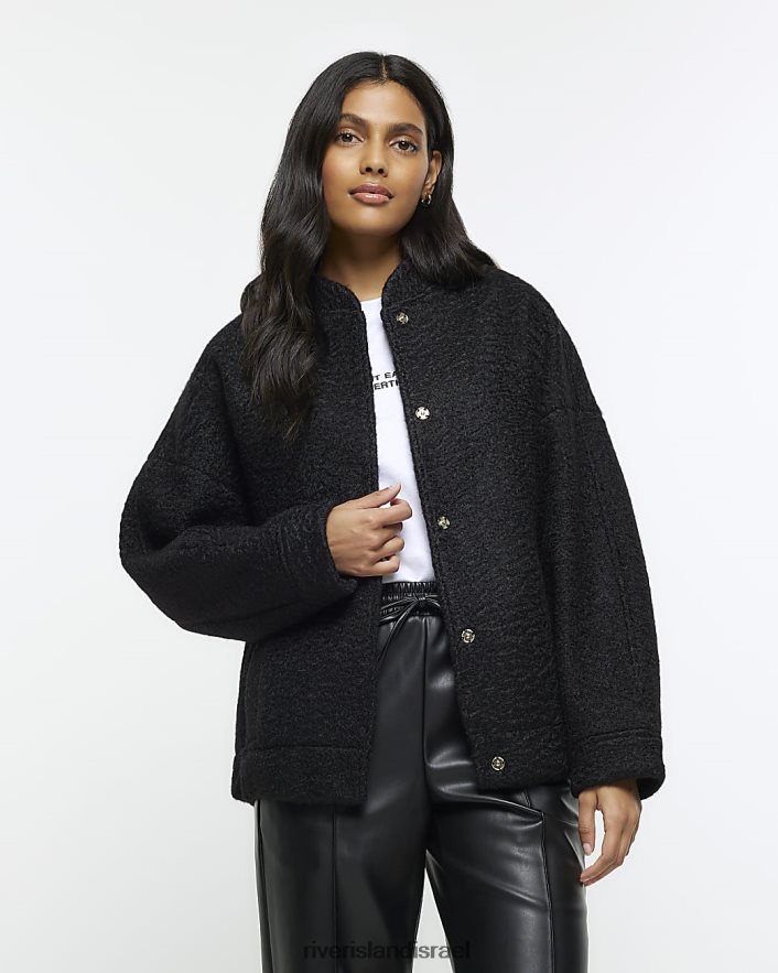 לבוש River Island מעיל בומבר גדול מדי שָׁחוֹר נשים BDZ4084179