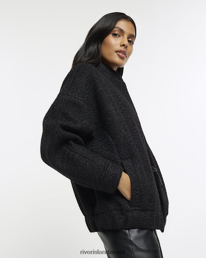 לבוש River Island מעיל בומבר גדול מדי שָׁחוֹר נשים BDZ4084179