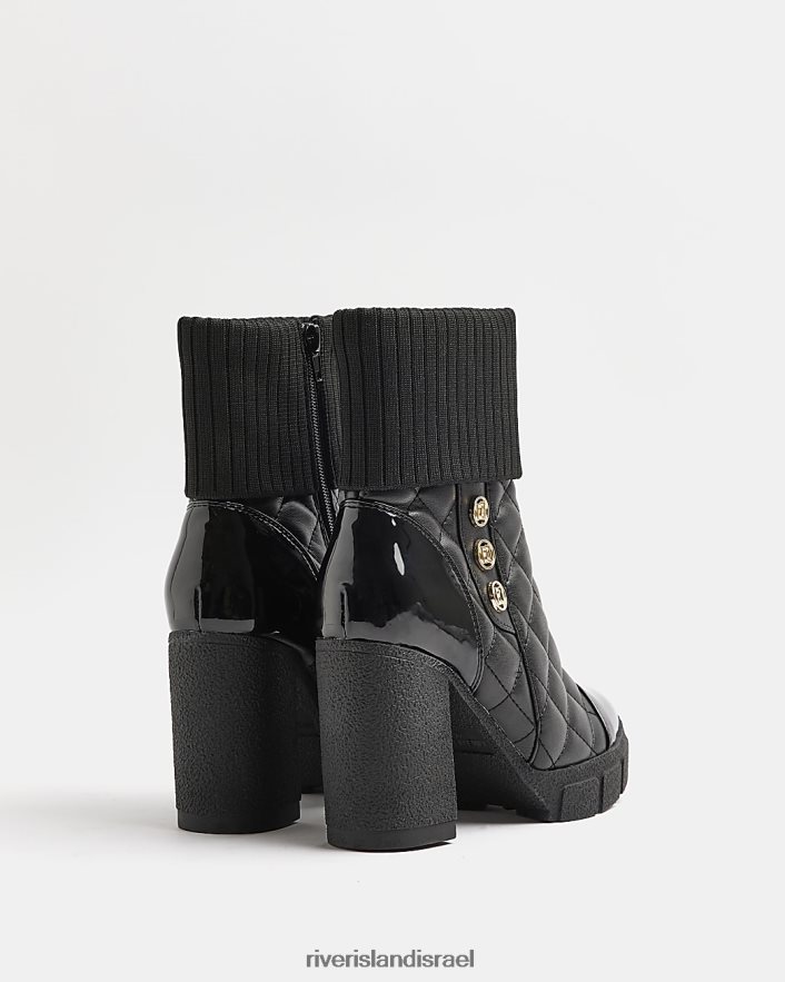 הַנעָלָה River Island מגף עם עקבים עם קווילט שָׁחוֹר נשים BDZ4084180