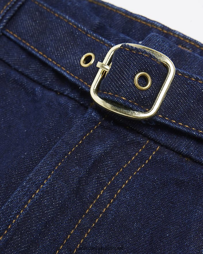 לבוש River Island ג'ינס עם רגליים רחבות חגורות כְּחוֹל נשים BDZ4084185