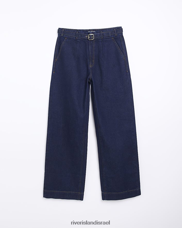 לבוש River Island ג'ינס עם רגליים רחבות חגורות כְּחוֹל נשים BDZ4084185