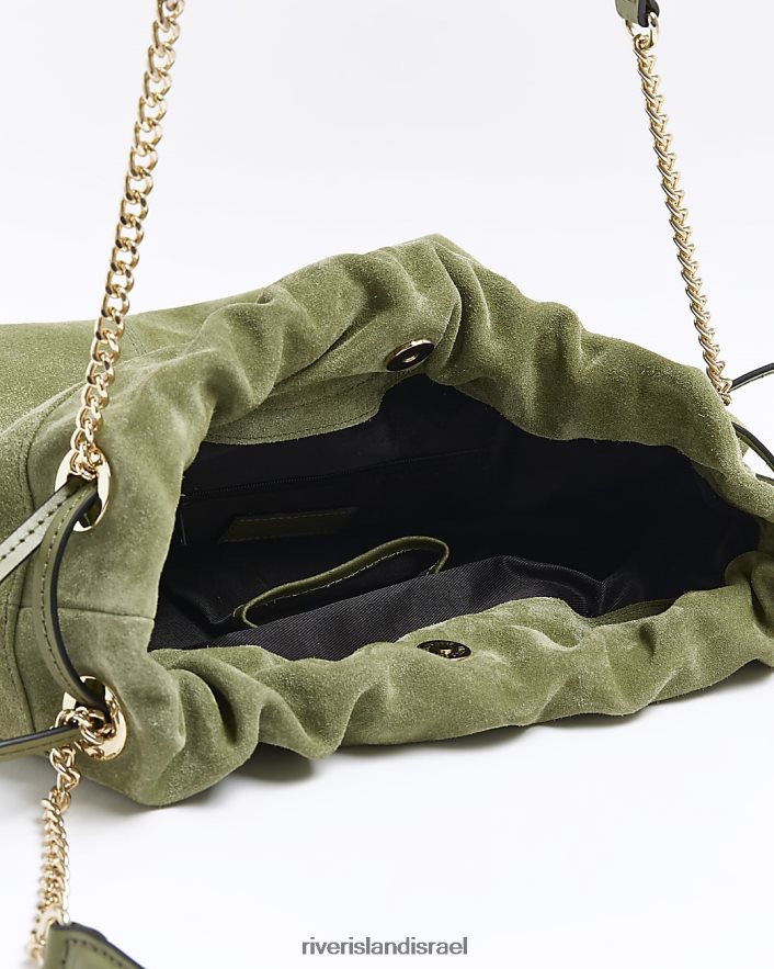 אביזרים River Island תיק כתף שרשרת זמש ירוק נשים BDZ4084190
