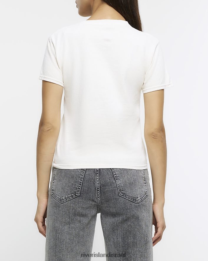 לבוש River Island חולצה גרפית קרם נשים BDZ4084192