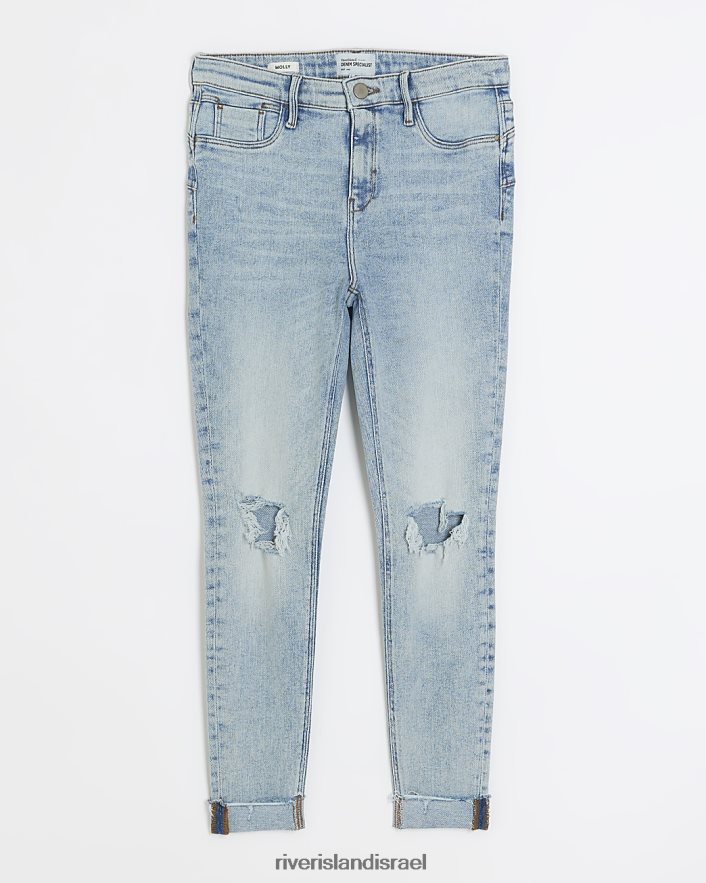 לבוש River Island ג'ינס קרעים בגזרה רזה בגזרה כְּחוֹל נשים BDZ4084199