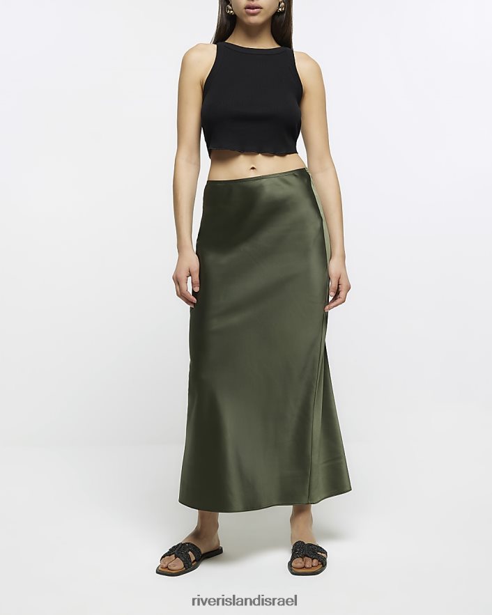 לבוש River Island חצאית מקסי סאטן חָקִי נשים BDZ40842