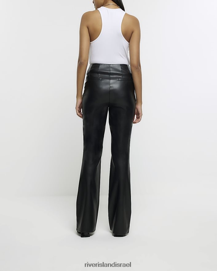 לבוש River Island מכנסיים עור מלאכותי שָׁחוֹר נשים BDZ4084202