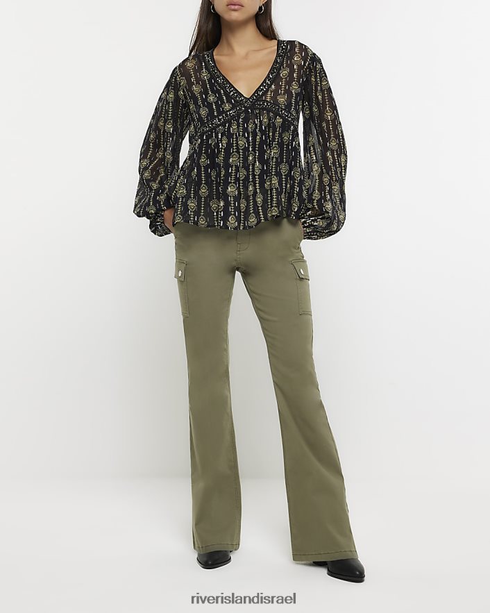 לבוש River Island מכנסי מטען מתרחבים חָקִי נשים BDZ4084205